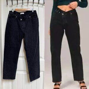 Abercrombie & Fitch The Dad High Rise Black Denim Button Fly Jeans. 32/14S